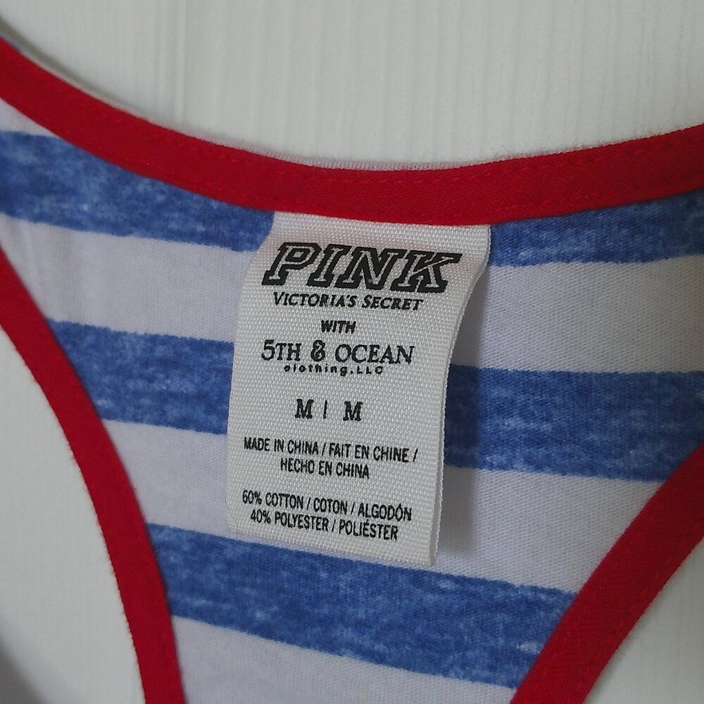 PINK Victoria's Secret Women's Texas Rangers Striped Racerback Tank - Sz Medium - Picture 2 of 7